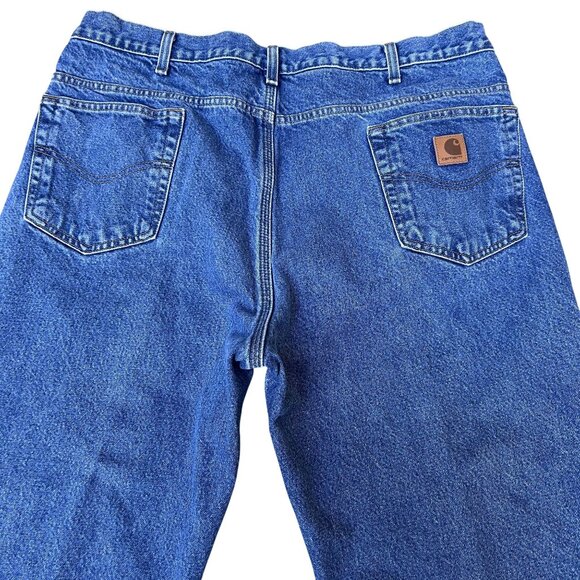 Carhartt VTG Mens 40x30 Relaxed Fit Brown Flannel Lined Jeans Heavy Duty Denim - Picture 11 of 13